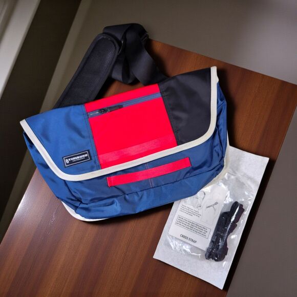 Timbuk2 Small Messenger Bag Red Blue White Trim w/ Cross Strap Excellent - Picture 1 of 8